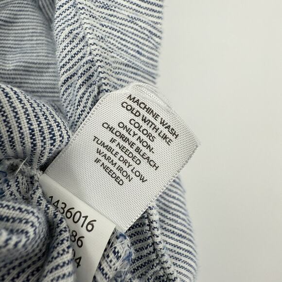 J Jill Love Linen Blue Striped Pants size Medium pull on Elastic Tie Waist - Picture 6 of 10